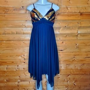 ❤️ New Carolina dress sequins black & gold spaghetti straps flowy tie si…